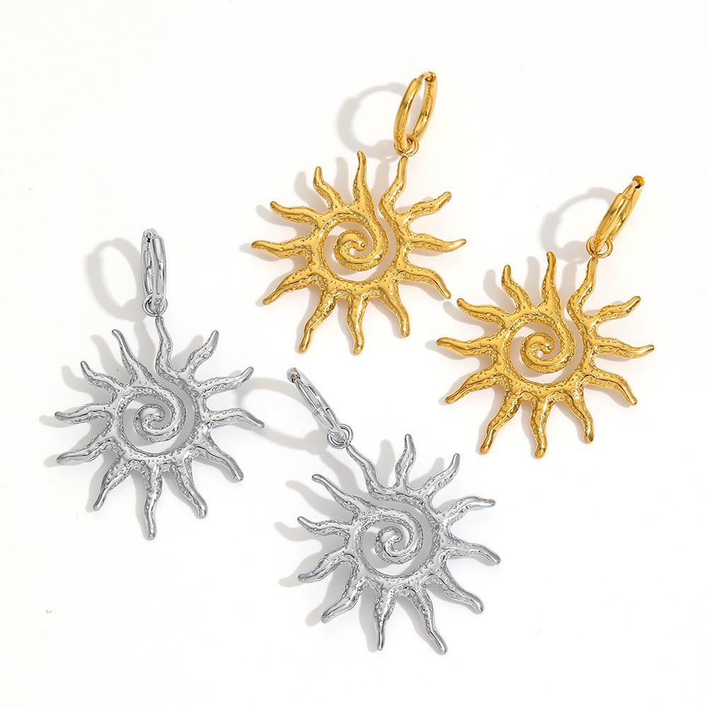 Orecchini Girasole Acciaio Inossidabile Minimalista Geometrico Gioielli Per Donna
