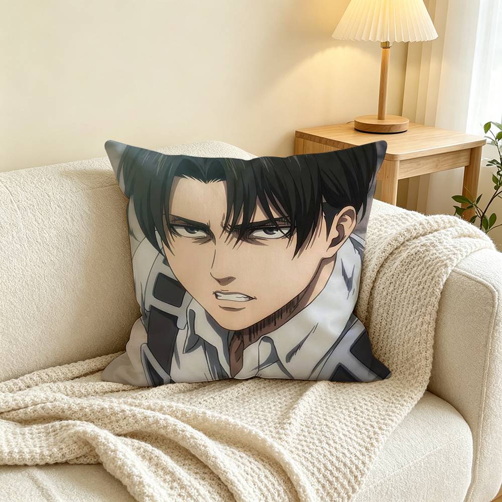A-Attack on Titan Levi Ackerman Square Double-Sided printed Pillow Case Bedroom Bedside Pillow Sofa Cushion Cover