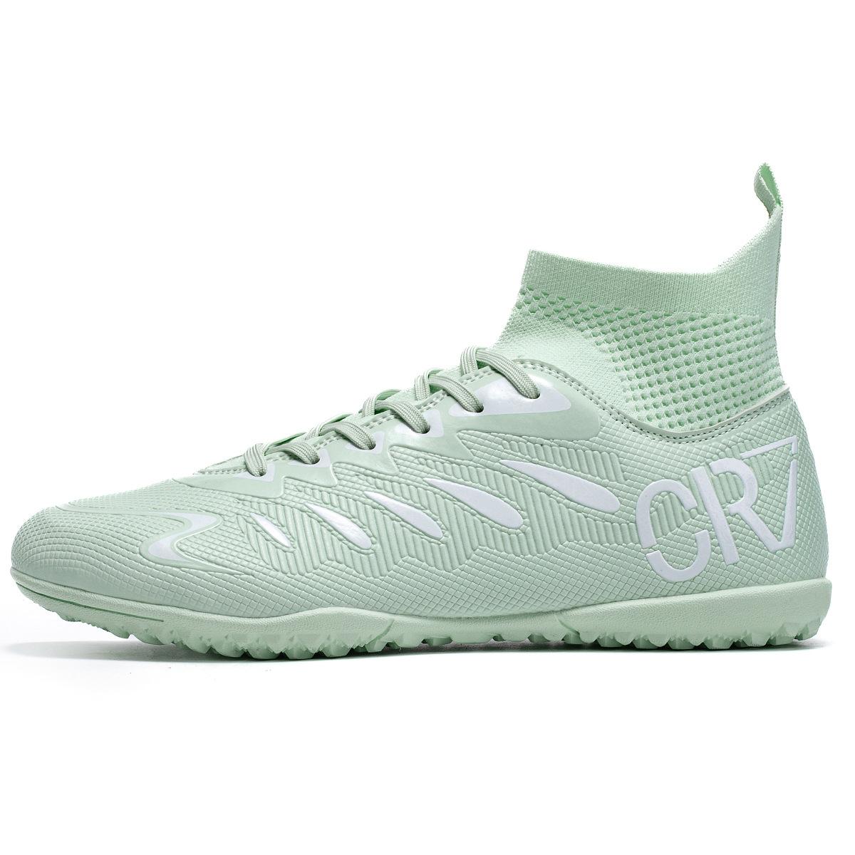 Beliebte High-Top Fußballschuhe Herren und Damen Lange Stollen Gebrochene Stollen Kunstrasen Professionelle Fußballschuhe 45 white