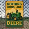 "Nothing Runs Like Deere" Tractor Sign - 19.81x29.97cm Vintage Metal Decor for Farmhouse & Garage