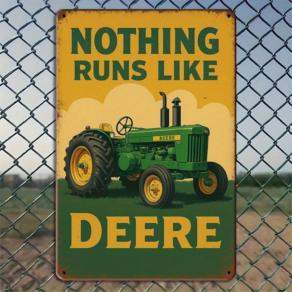 "Nothing Runs Like Deere" Tractor Sign - 19.81x29.97cm Vintage Metal Decor for Farmhouse & Garage