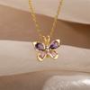 New Fashion Love Memory Copper Zircon Butterfly Pendant Necklace For Women Cute Romantic Female Neck Chain Ladies Jewelry Gifts