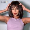 Element Bob Dark Brown Wig With Air Bangs Cool Short Synthetic Wigs For Women Shoulder Length Heat Resistant Fiber Hair Daily