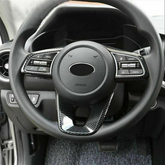 Carbon Fiber 2X Car Steering Wheel Decor Cover Trim For Kia Forte K3 2019-2024