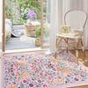 Bohemian Floral Rug Vibrant Blossom Floral Living Room Area Rug Minimalist Bedroom Decorative Rug Washable Rug Anti-slip Rug