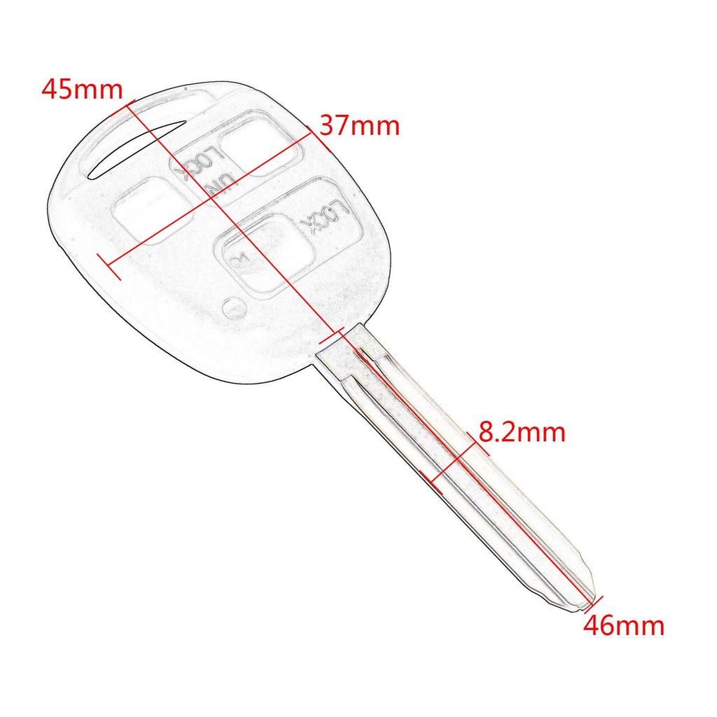 Bowarepro A17 Toyota Key Shell 3 Button Remote Key Fob Shell Blank Key Spare
