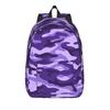 Purple Camouflage Pattern Fashion Backpack Outdoor Student Business Military Daypack for Men Women Laptop Computer Shoulder Bag