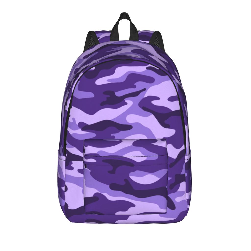 Purple Camouflage Pattern Fashion Backpack Outdoor Student Business Military Daypack for Men Women Laptop Computer Shoulder Bag