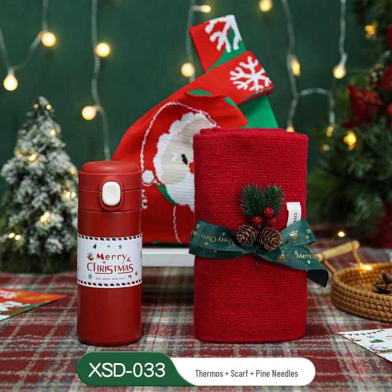 Festive Gift Set: Thermos, Scarf & Pine Decor