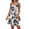 Women's Summer V-neck Casual Beach Vacation Retro Floral Print Sleeveless Patchwork Dress