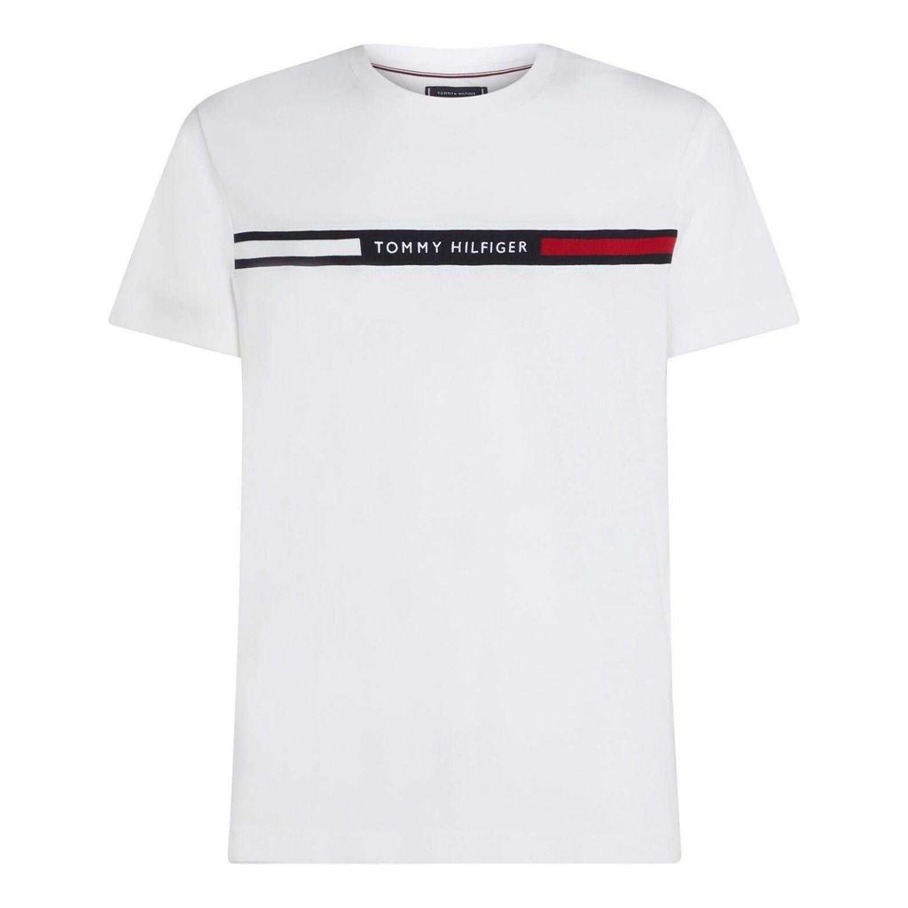 Tommy Hilfiger Mens Panel Cotton Branded Tape Regular T-Shirt