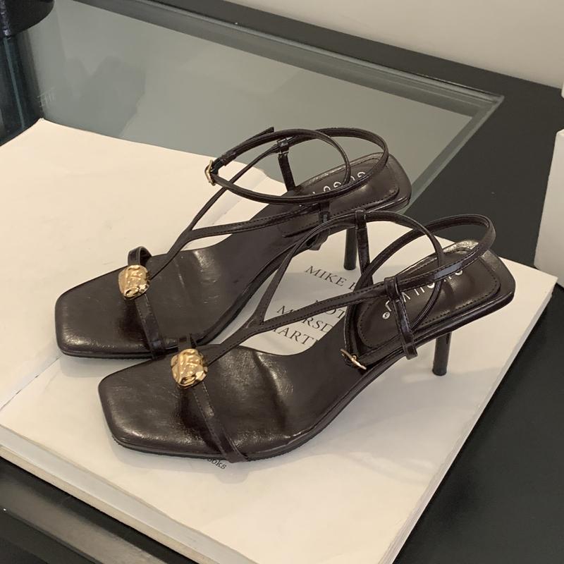 Fashion SUOJIALUN Summer New Brand Women Sandal Fashion Narrow Band Ladies Elegant Gladiator Shoes Thin High Heel Outdoor Dress Pumps