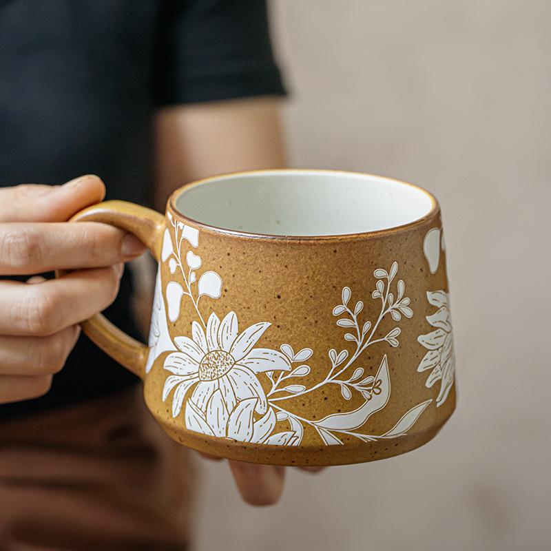 Treasure Exquisite Pattern Ceramic Cup Gift For Girls Practical High-End Coffee Cup Export