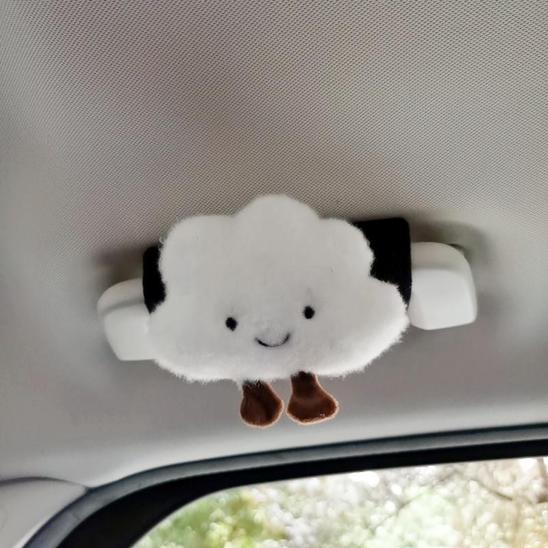 Cute Cartoon Bow Cloud Car Interior Door Handle Cover Universal Plush Handbrake Case Protector Auto Roof Holder Protection
