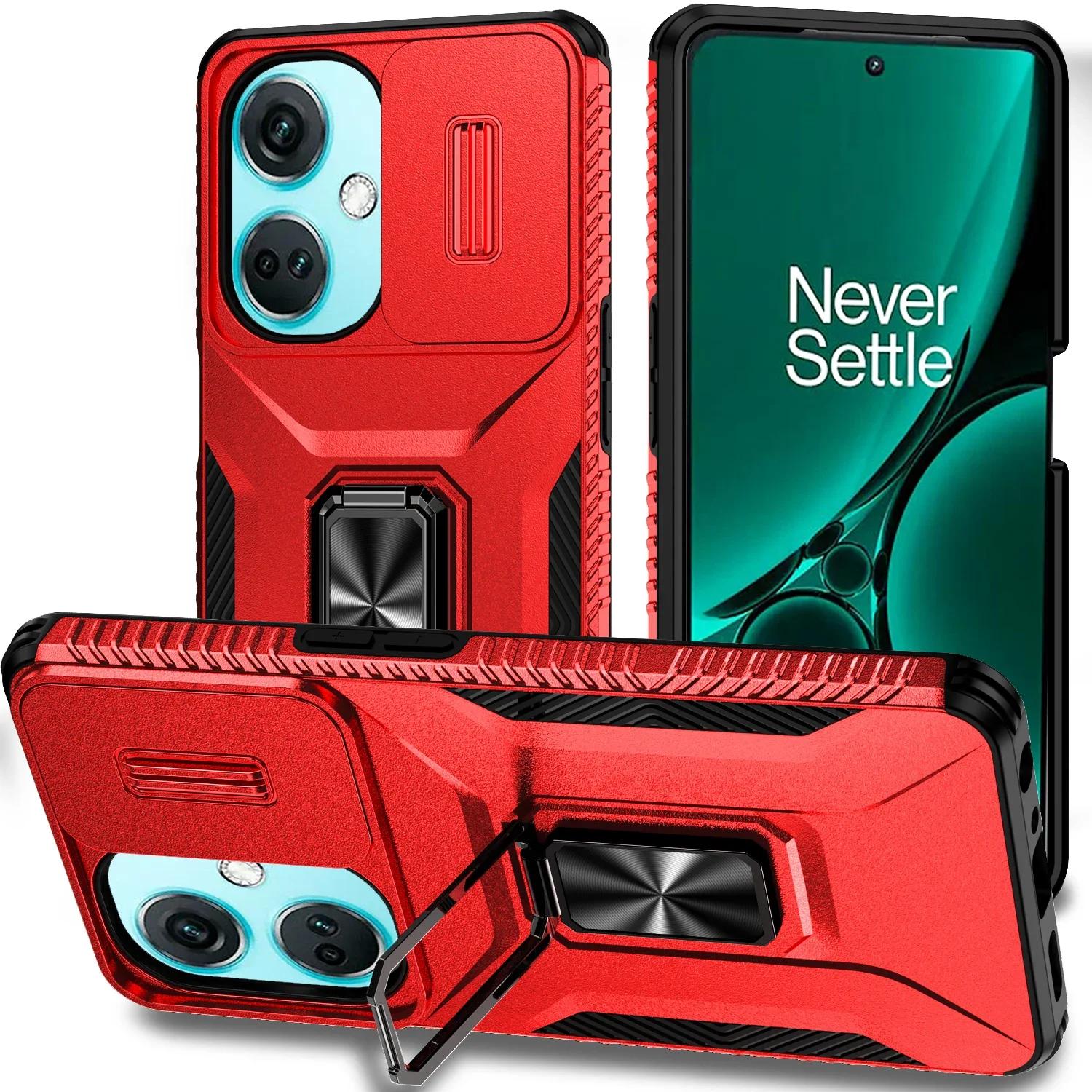 

Гибридный прочный защитный чехол-кольцо для OnePlus 11 Nord CE 3 Lite N30 5G с подставкой, противоударным металлическим держателем, магнитной подставкой, полная защита for Nord CE 3 5G красный