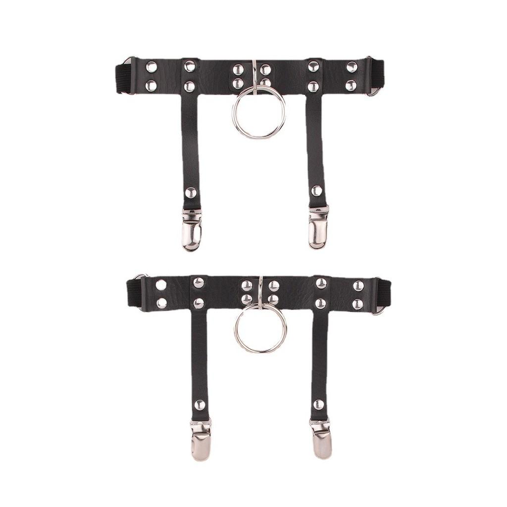 Ladies Style Punk Leg Ring With Metal Leather Y2k Fetish Garters For Party Wear