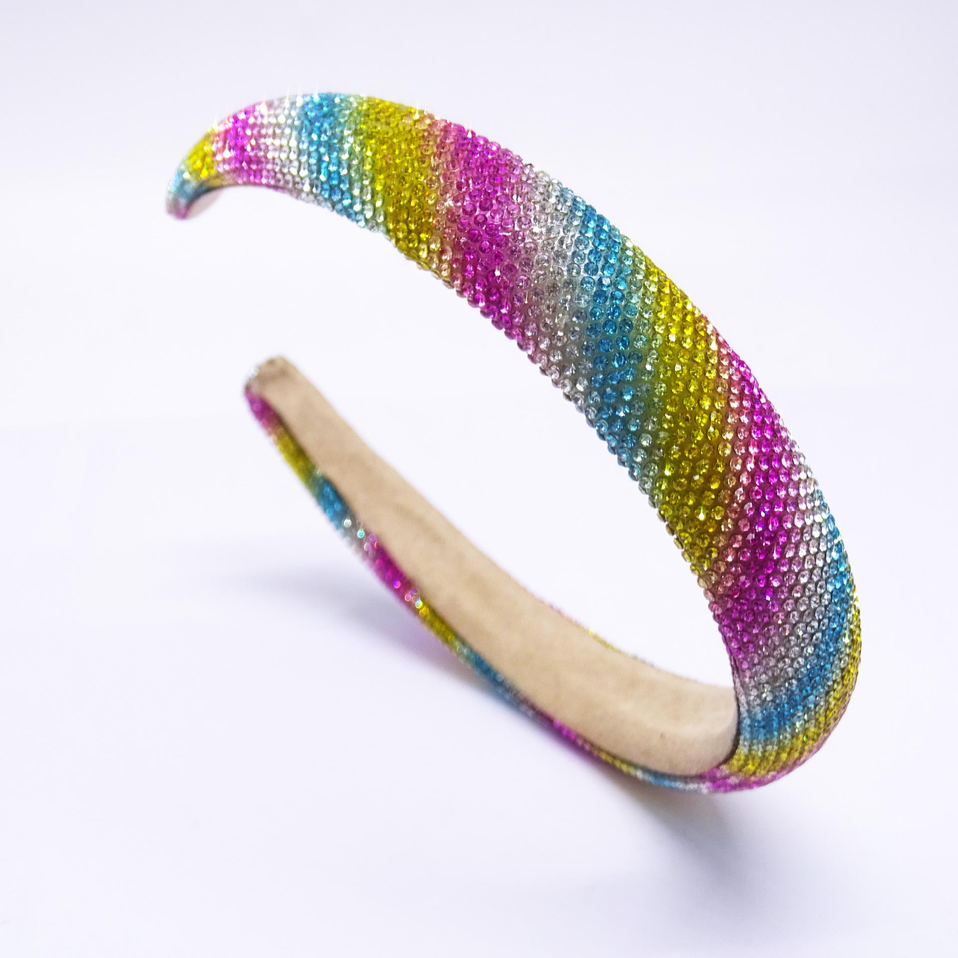 

Радужная цветная стразовая губчатая мягкая повязка на голову, ободок, взрослые аксессуары для волос, украшения для волос