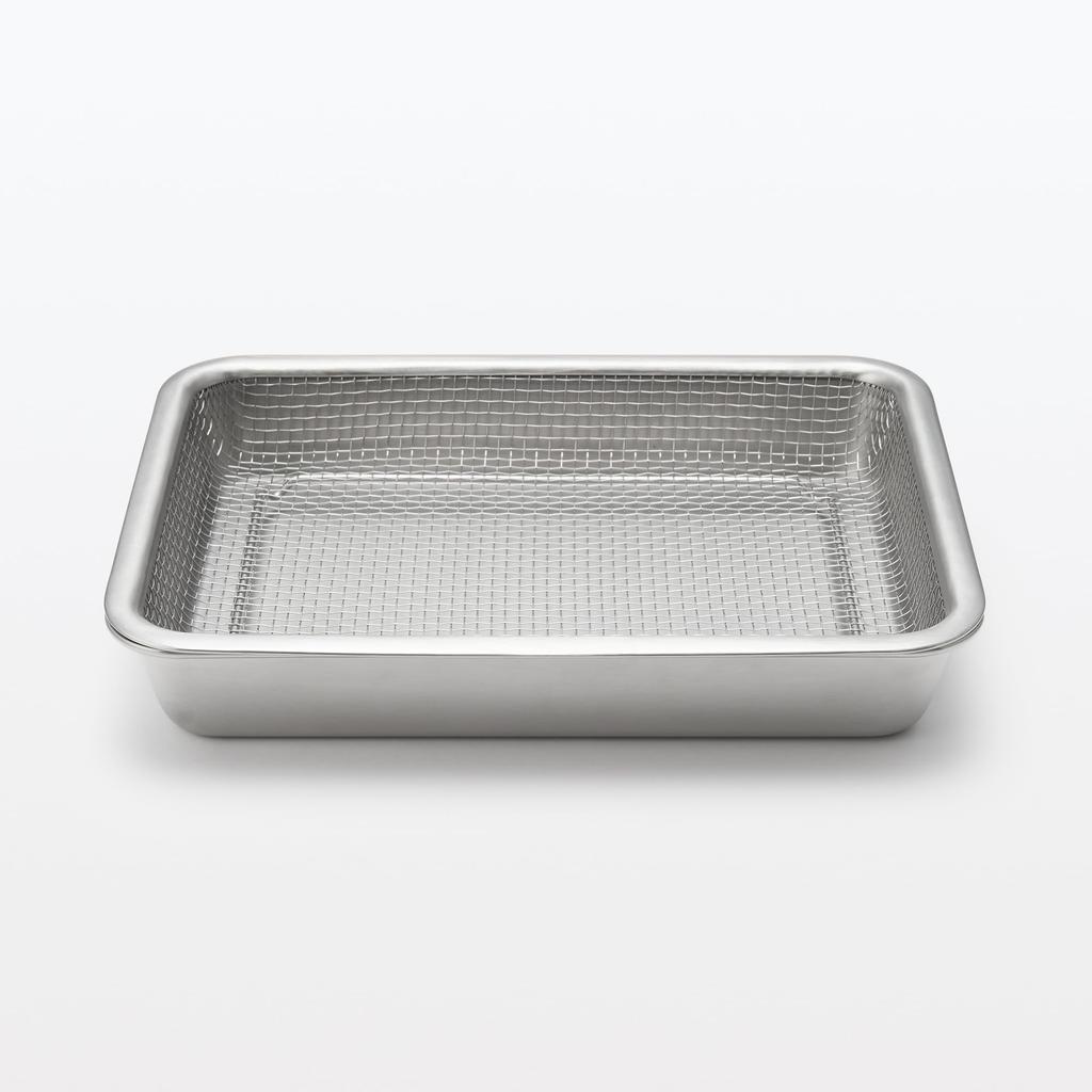 MUJI Stainless Steel Mesh 27cm W X D X 12829041 Tray, Large, Approx. 20.5cm 4.5cm H,