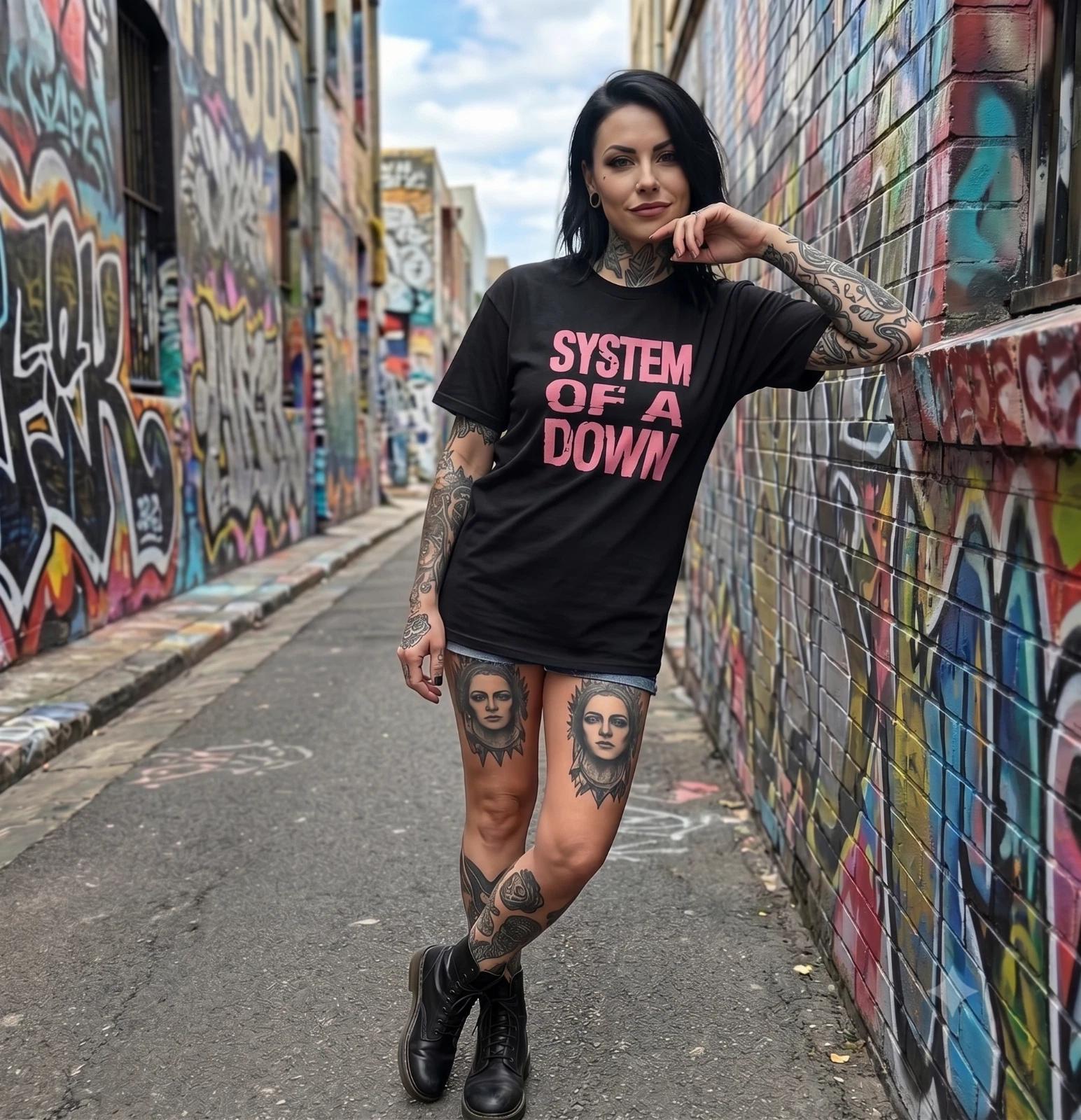 System of a Down Band T-Shirt – Black with Pink Graphic UK Tour 2026 M