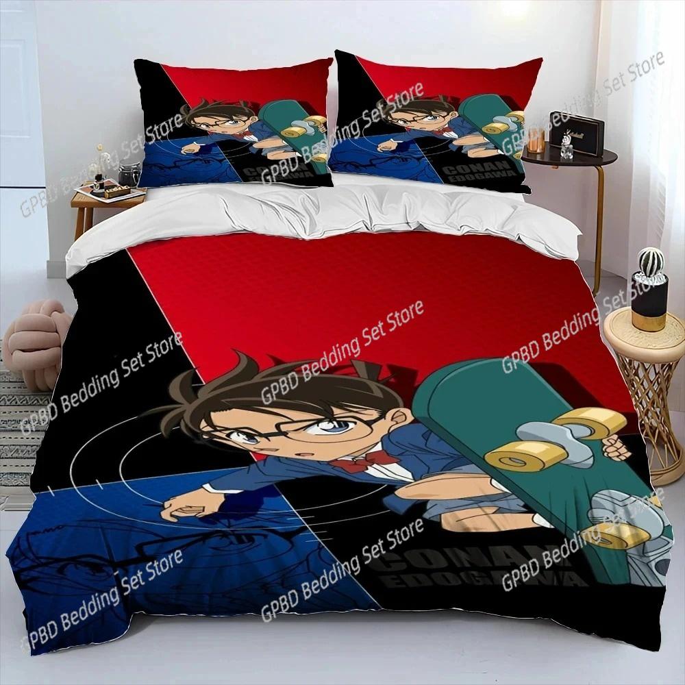Anime Detective Conan Cartoon Bedding Set Single Twin Double Queen King Cal King Size Bed Linen Set