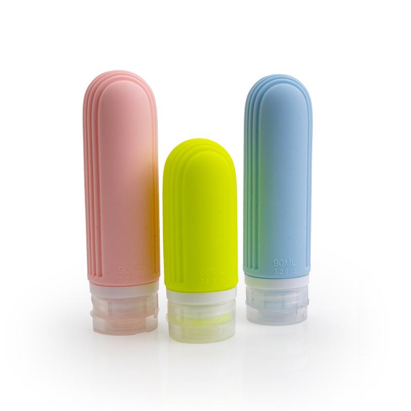 Travel-Friendly Refillable Silicone Lotion Bottle with Vertical Stripe Texture