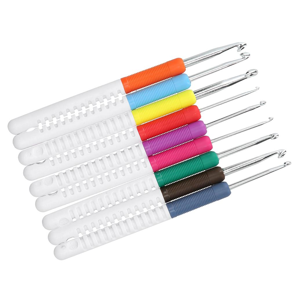 9Pcs Crochet Set ABS 2 Color Plastic Handle DIY HandWoven Sweater Knitting Tools