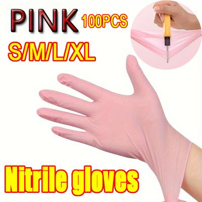 10/100PCS Pink Nitrile Gloves Disposable Latex Gloves Powder Free for Household Cleaning Beauty Salon Working Kitchen Gloves