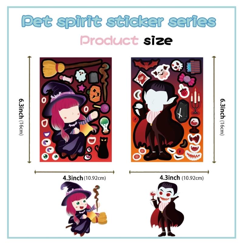 Spooky Cartoon Stickers Set Of 8 For Laptop Tablet Personalizations Halloweens Party Theme