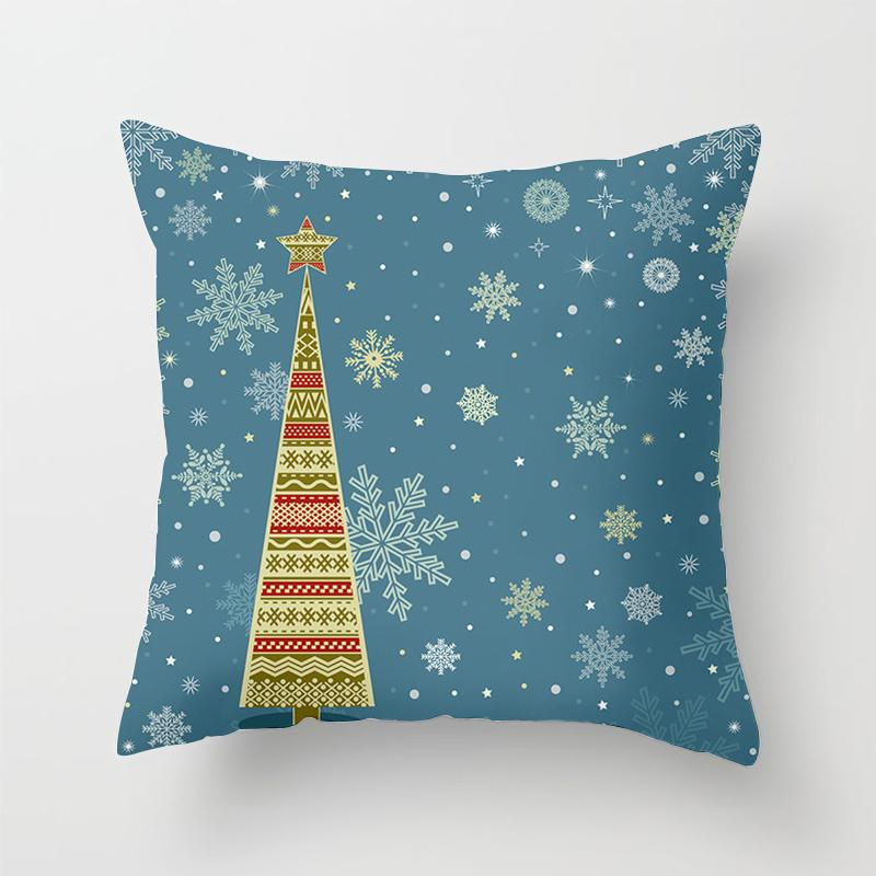 Heimdeko Weihnachten Schneemuster Kissenbezug Polyester Dekorative Kissenhülle Neujahr Sofa Kissenbezug