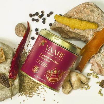 VAAHE Chicken Masala | 17+ Natural Spices | Freshly Ground and Packed | 100% Pure and Natural | Single Origin | Premium Tin Box (70 Gm)