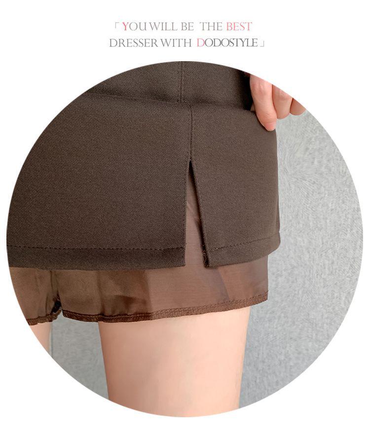 Petite High Waist Zipper Slit A-line Mini Skirt – Spring & Autumn Slimming Hip-Hugging Style.