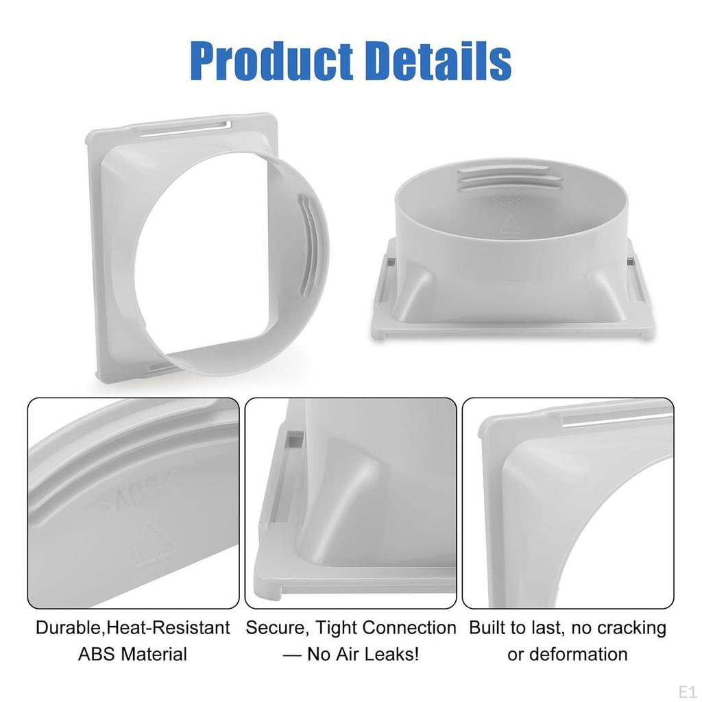 Portable Air Conditioner Exhaust Hose Coupler Square To Round Airtight Seal Easy Installation Window