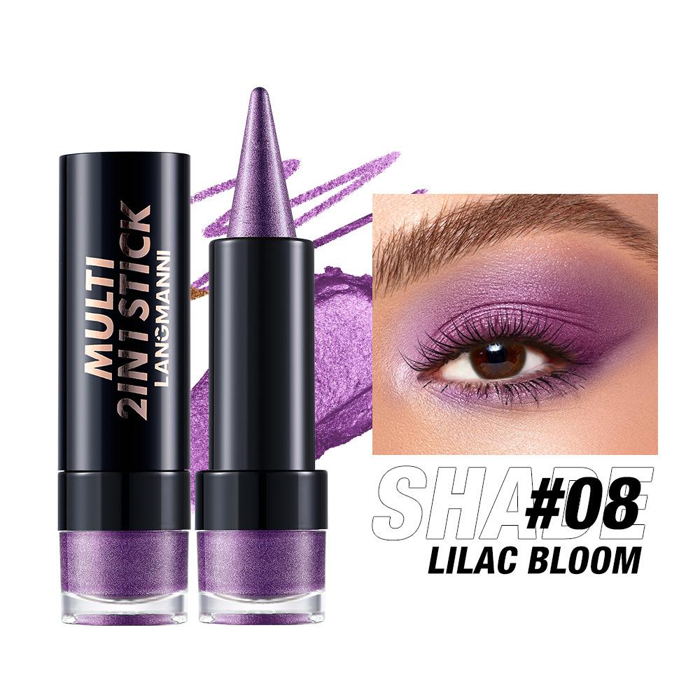 2 IN 1 Bullet Pearlescent Eye Shadow Pen Pointed Eyeliner Stick Caramel Brown Black Eyeshadow Makeup Silky Smooth Waterproof Lasting Eyeshadow