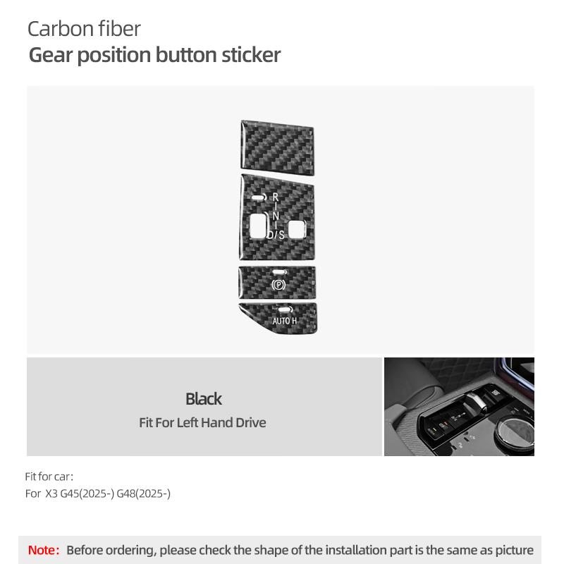 

Real Carbon Fiber For BMW X3 G45 G48 2025- Center Console Gear Shift Button Trim Decor Sticker Car Interior Tuning Accessories