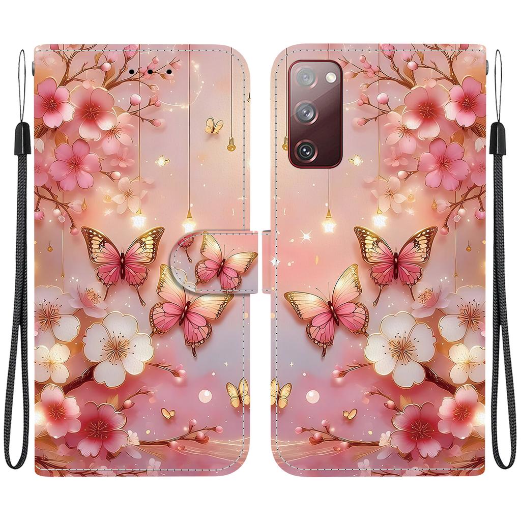 Handgefertigte PU-Leder-Flip-Hülle für Samsung Galaxy S20 FE/S20 Lite (SM-G781B/G780F) Rutschfeste Stoßfeste Hülle mit Handschlaufe & Herz/Rose Katze Designs