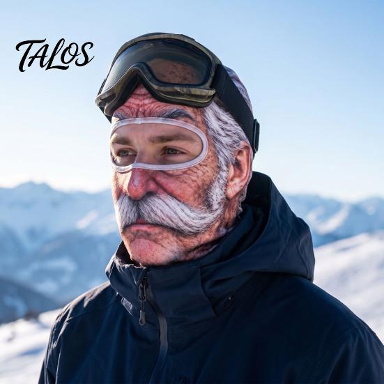 Humorvolle Outdoor-Sportmaske Alter Mann Skimaske, Winterliche Lustige Vollgesichts-Balaclava mit Halsbedeckung, Realistisches Muster Cosplay-Kostüm für