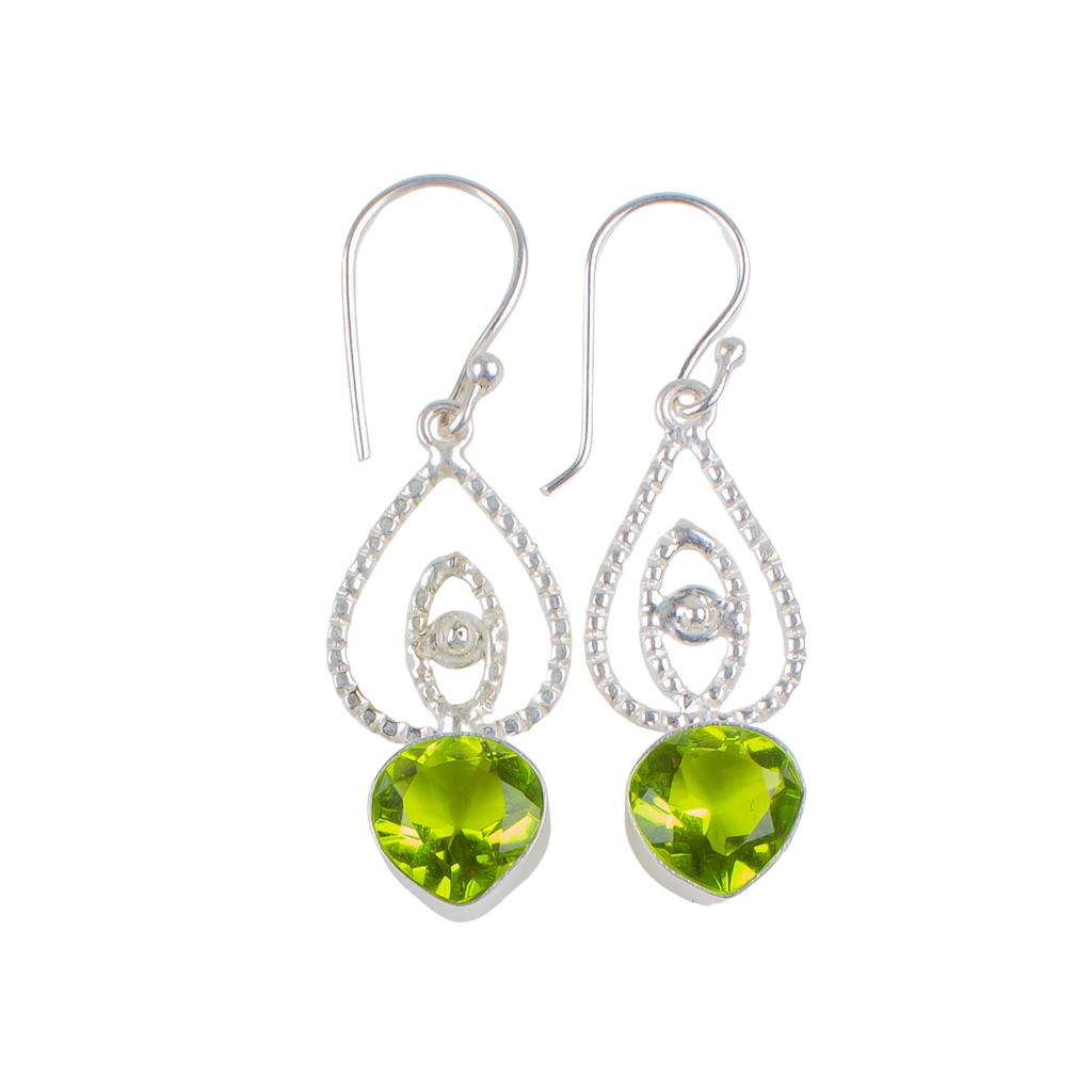 Peridot Edelstein 925 Sterlingsilber Schmuck Handgefertigt Tropfen/Hängeohrringe 2.00" EE-32-1