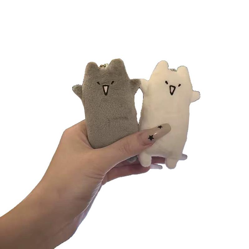 Cute Plush Little Cat Keychain For Women Girls Stuffed Doll Toy Keyring Cartoon Schoolbag Backpack Charm Pendant Couple Gift