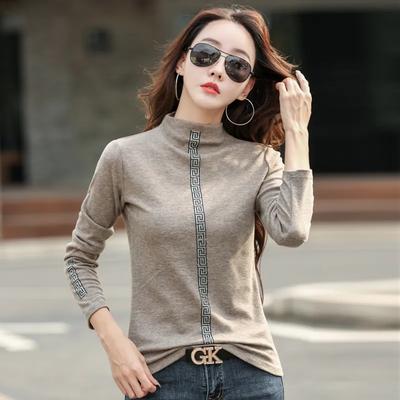 Women's Autumn/Winter Half-High Neck Inner Layering Top, Slim-Fit Long-Sleeved Top