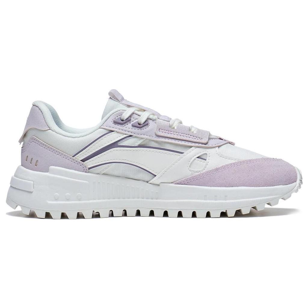 Li Ning Cheng Feng 2.0 Fabric Synthetic Leather Non-Slip Wear-Resistant Low-Top Sports Casual Shoes Women Sneakers White Gray Purple AGCT156-3
