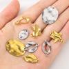 10/20pcs 18K Stainless Steel Round Flower Charms Double Hole Pendants Connector Jewelry Making Accessories DIY Necklace Bracelet
