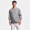 Men's V-Neck Long-Sleeve Cotton Linen Shirt - Anti-Theft Policy Applied