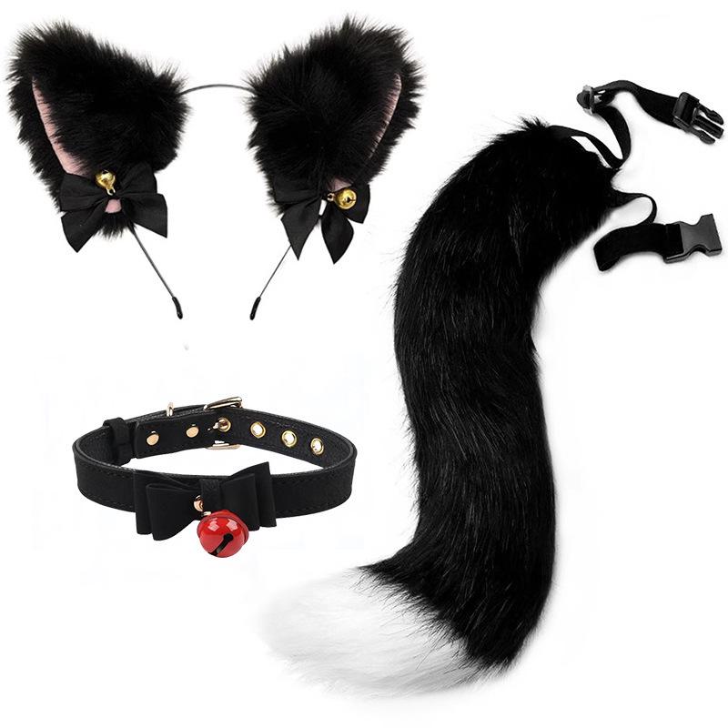 Handmade Cat Ears & Tail Set: Cute Cosplay Hair Accessories for Catgirl