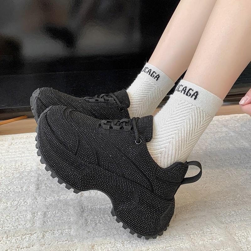 Fashion Crystal Women Sport Shoes Casual Flats Sneakers Luxury 2025 Fashion New Winter Walking Hiking Shoes Running Lace Up Zapatillas