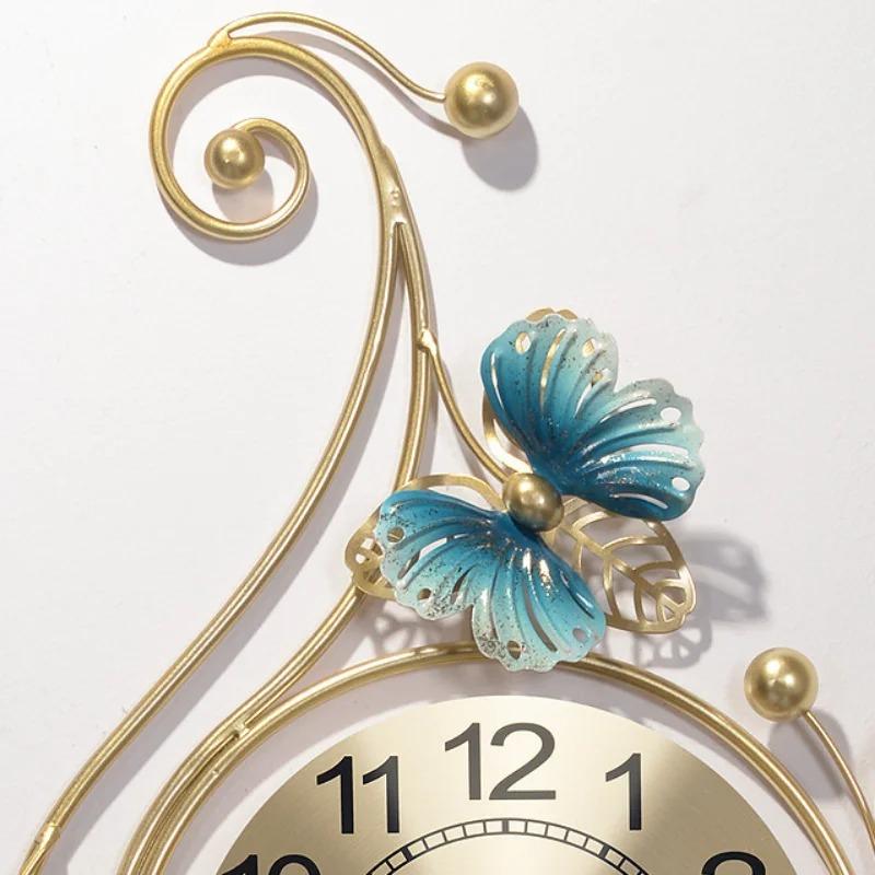 Metal Butterfly Wall Clock Home Fashion Creative Decoration Clock Silent Sweep Seconds Quartz Watch Personality Wall Watchs