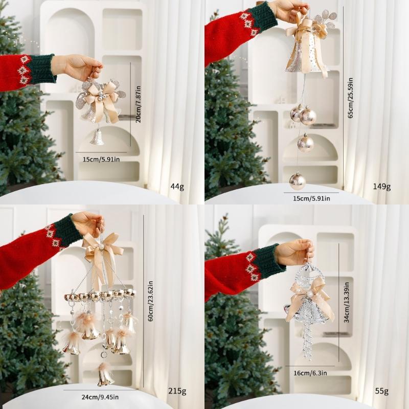 Celebratory Tune Bells Decoration Set Multi Use PVC Hanging Garnishes For Christmas Door Wall And Tree