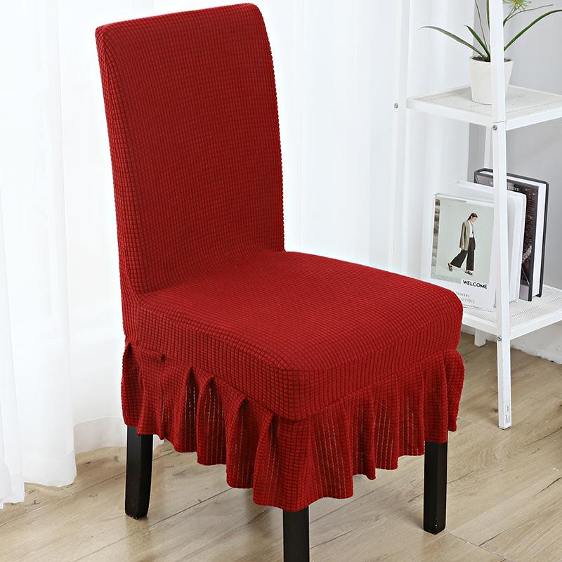 Thickened Corn Velvet Chair Cover Dining Chair Cover Simple Hotel New Skirt Seat Cover Knitted Chair Cover Joint