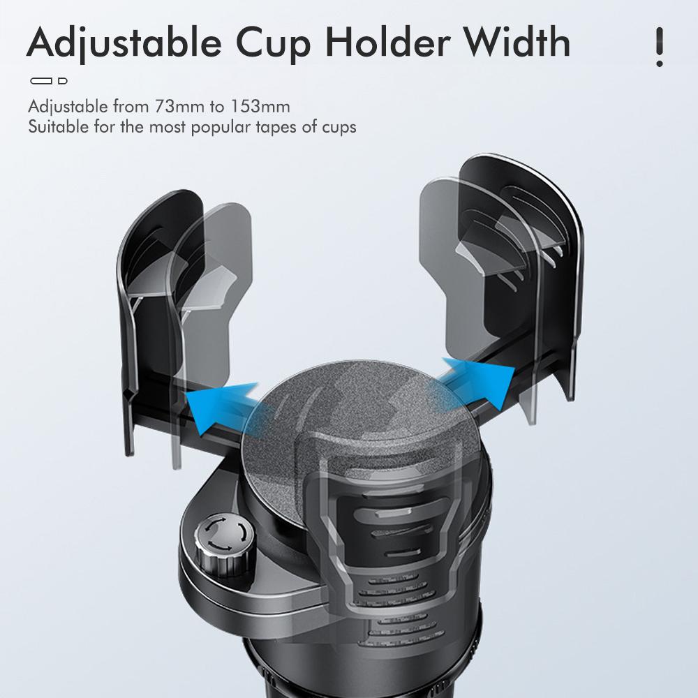 Multi-Functional Dual Cup Holder for Cars 360° Rotating Drink Holder & Instant Noodle Stand Large & Small Sizes with Switch Lock