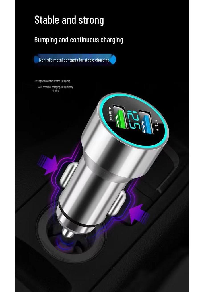 120W Dual Flash Car Charger with Digital Voltage Display for Super Fast Mobile Charging