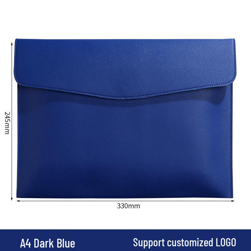 Custom Waterproof A4 Leather Document Folder with Snap Button for Business - Thickened File Bag with Logo Printing
